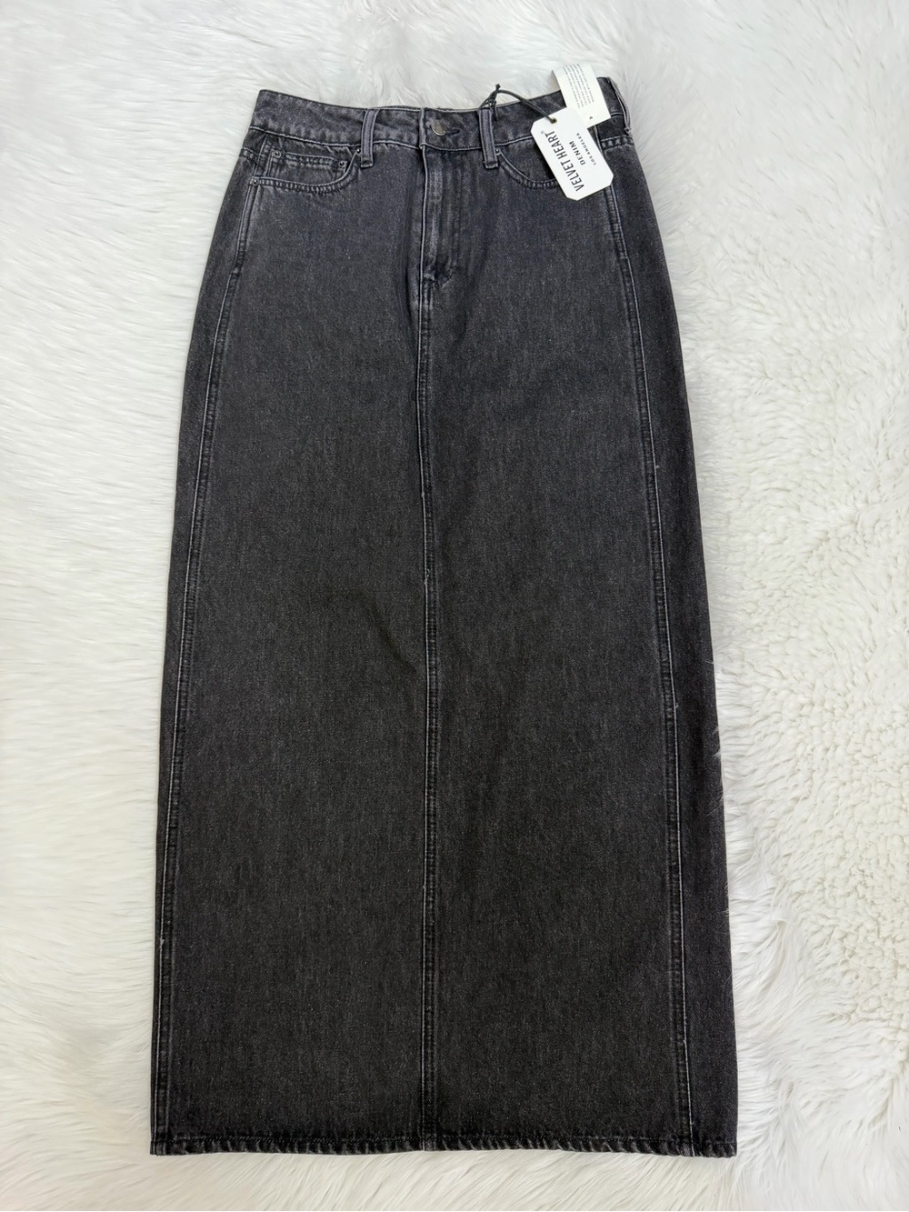 Velvet Heart High-Waist Black Quinta Denim Maxi Skirt Sz 27